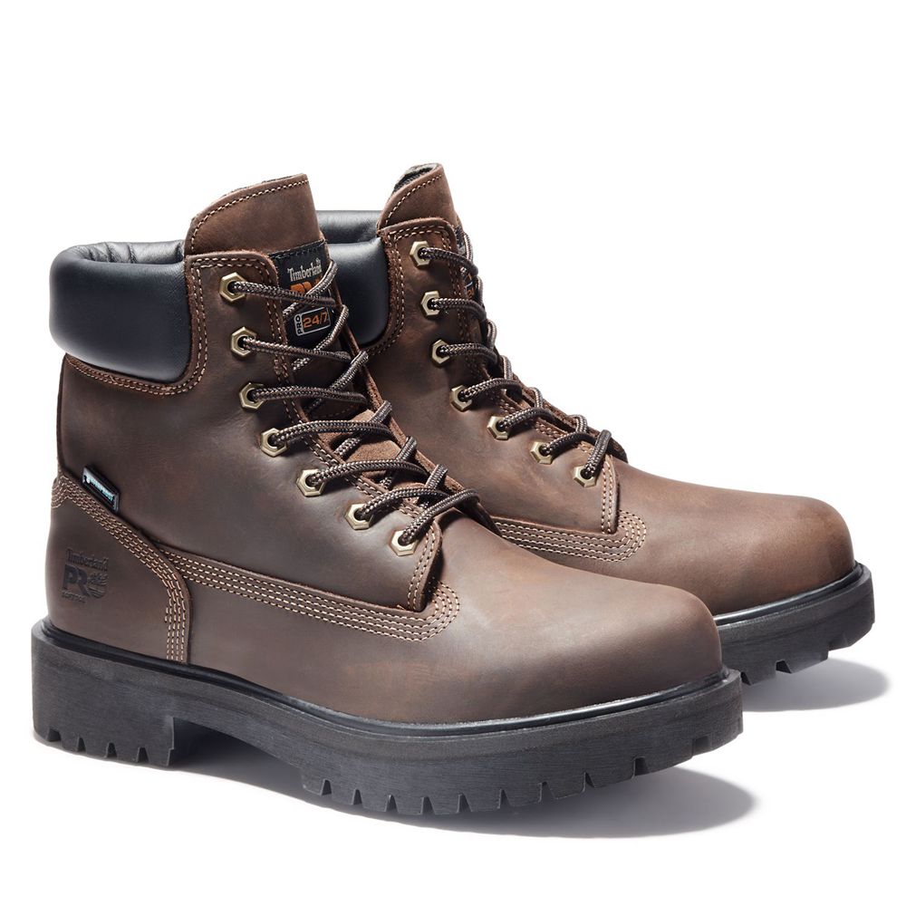 Timberland Pro Μποτακια Ανδρικα Καφε - Direct Attach 6\" Soft Toe - Greece 4509873-SN